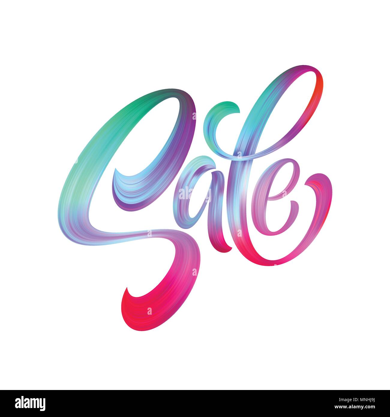Sale calligraphic lettering. Color brush oil or acrylic paint. Vector