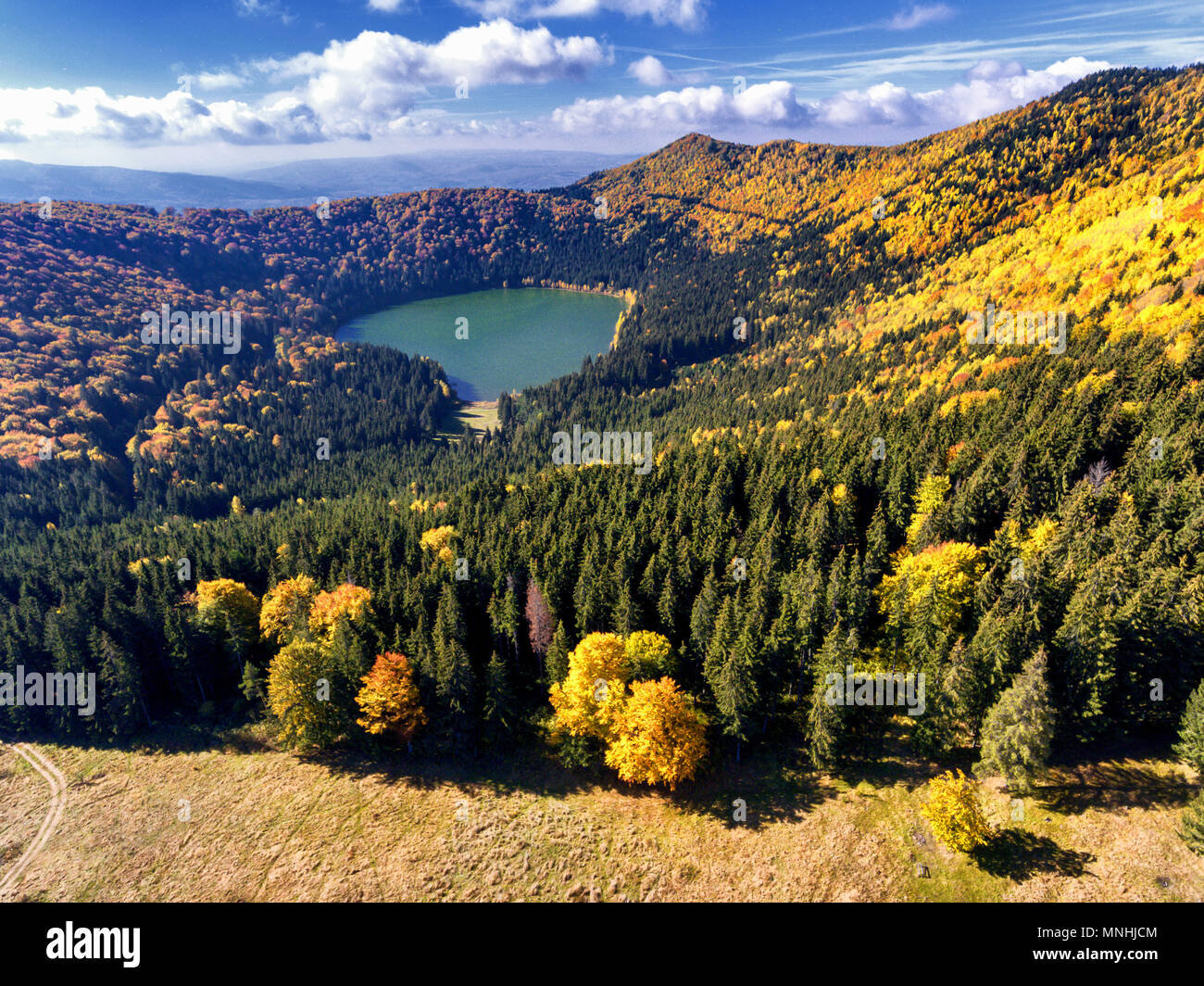 Saint Ana Volcanic Lake near Baile Tusnad and Baile Balvanios in Transylvania Romania Stock Photo