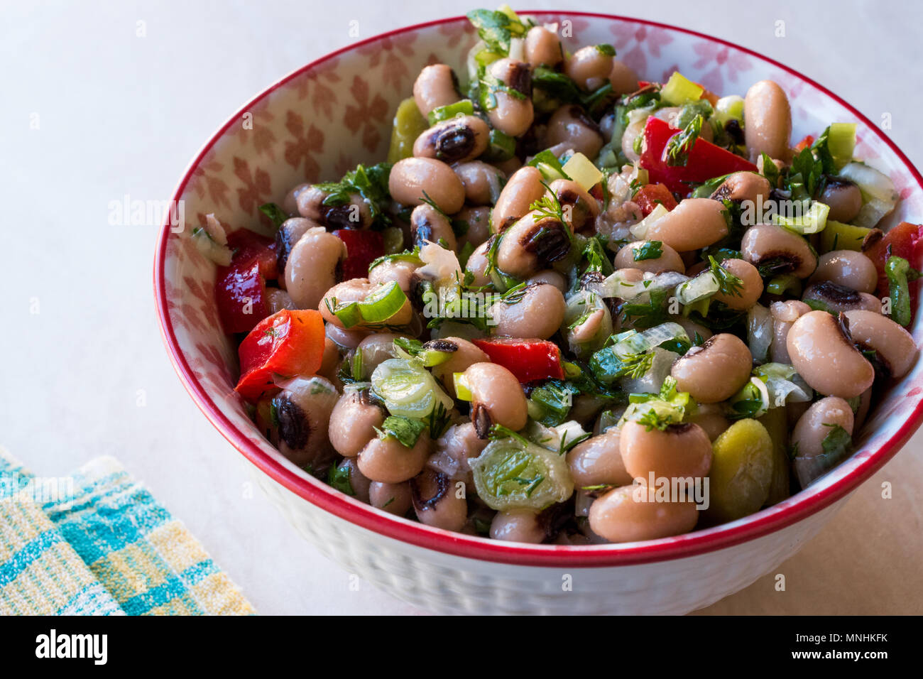 Kidney Bean Salad with Tomatoes, Parsley and Dill / Borulce Salatasi / Salata. Organic Food. Stock Photo
