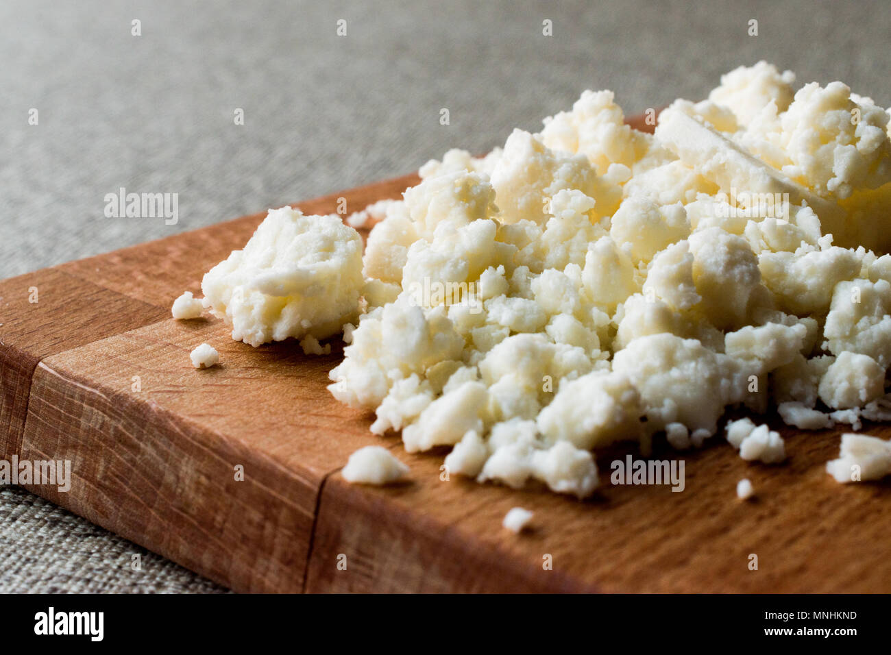 Turkish goat's milk cheese Tulum Peyniri. Traditional Food. Stock Photo