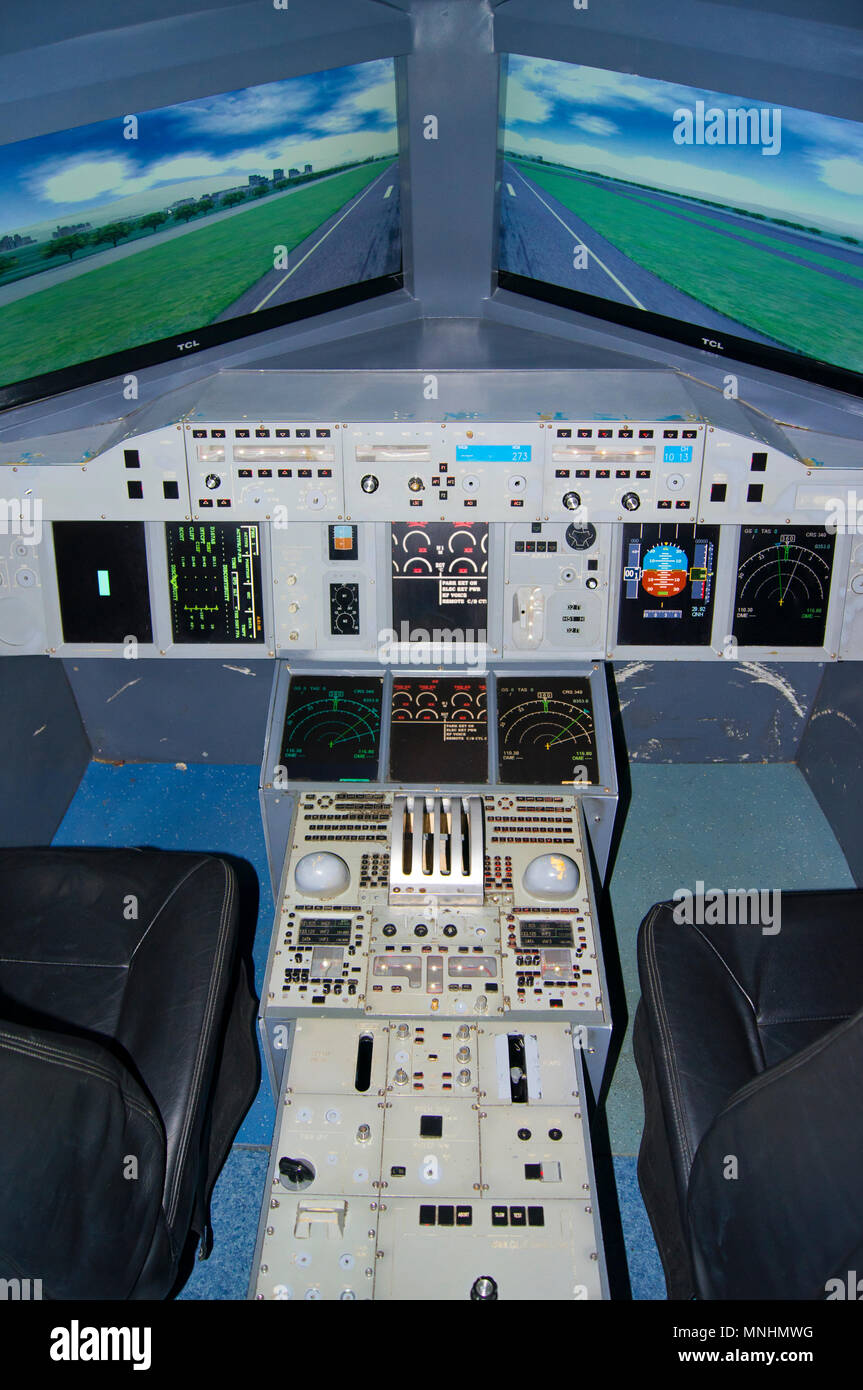 Aircraft flight deck simulator at the China Science and Technology Museum  in Beijing, China Stock Photo - Alamy