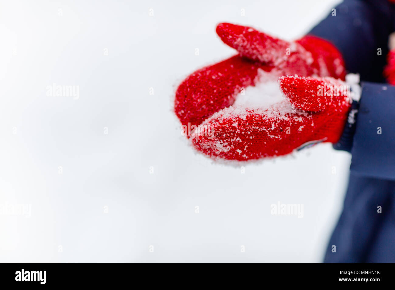 Close up of red wool gloves Stock Photo