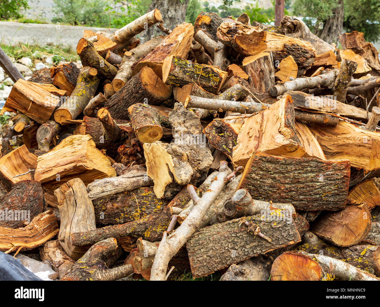 Split Wood in a Stack Ready for Burning Stock Photo Alamy