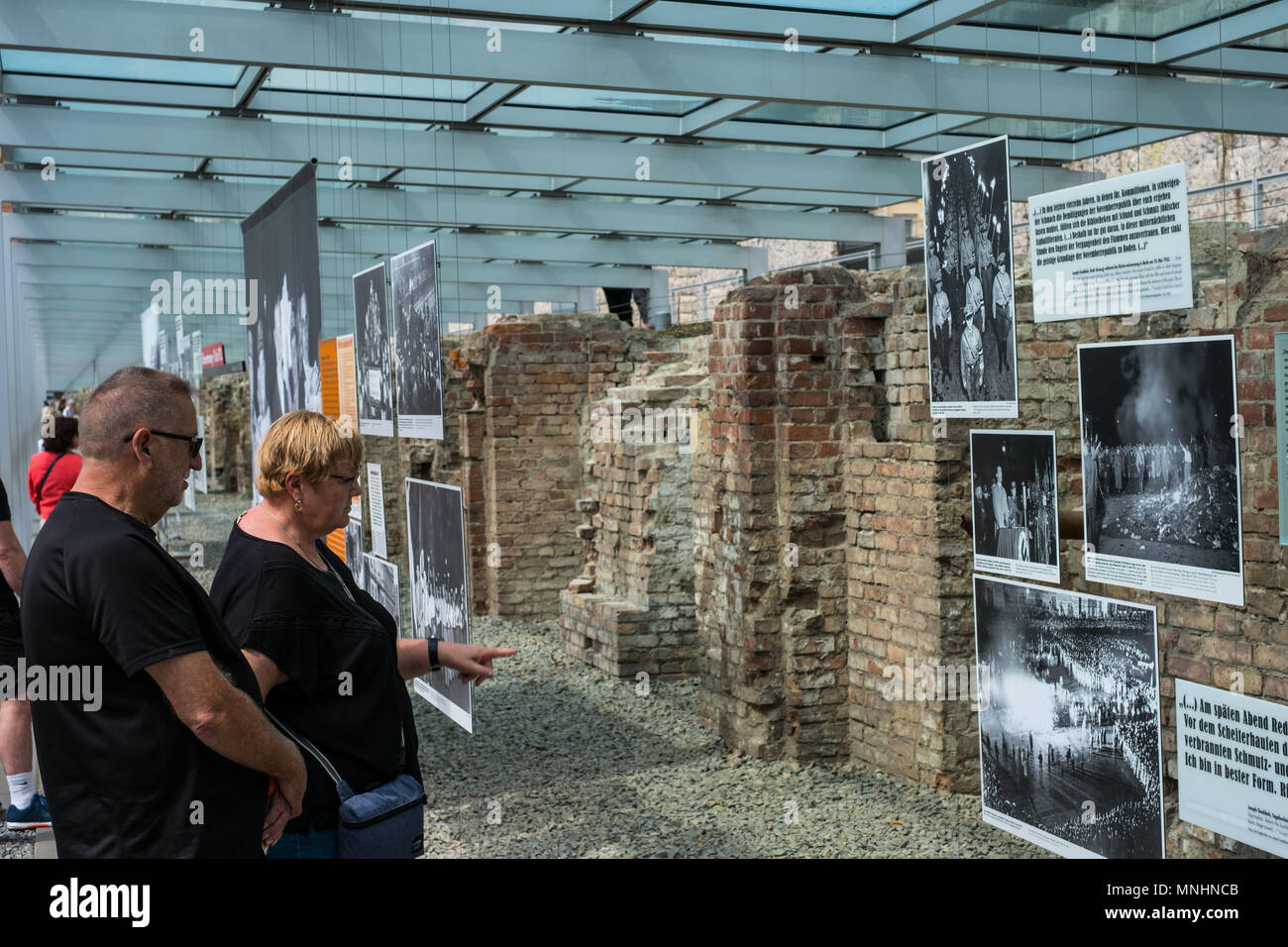 Berlin, Germany - may, 2018: People at the Topography of Terror (German: Topographie des Terrors) outdoor   history museum in Berlin, Germany Stock Photo
