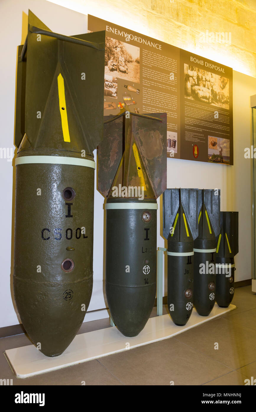 Display of bombs of various sizes used by axis countries Germany