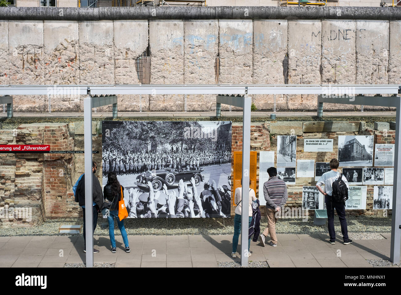 Berlin, Germany - may, 2018: People at the Topography of Terror (German: Topographie des Terrors) outdoor   history museum in Berlin, Germany Stock Photo