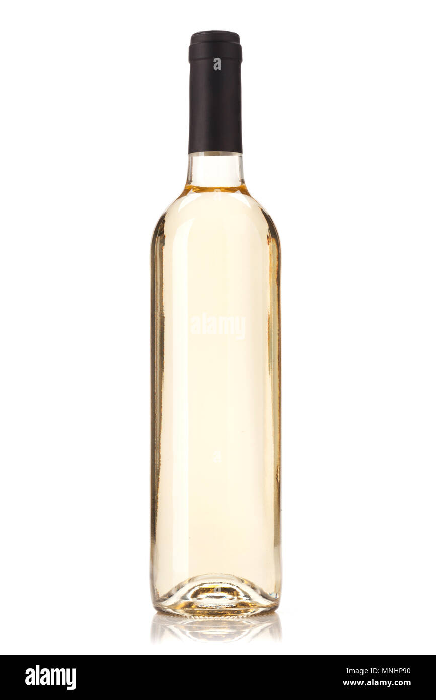 White wine bottle. Isolated on white background Stock Photo - Alamy