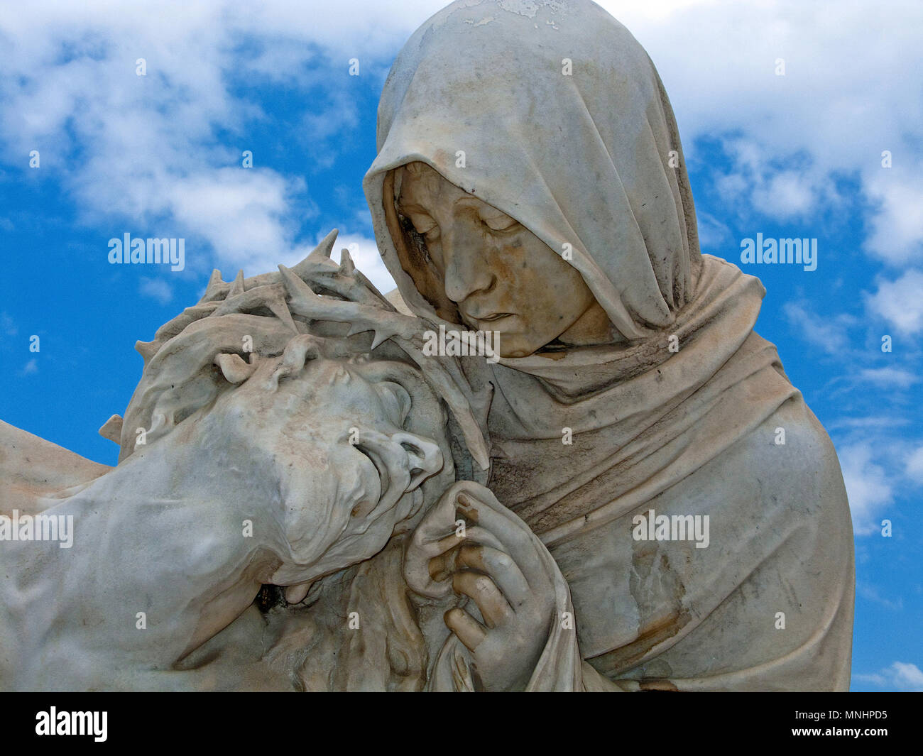 Sculpture at terrace of Notre-Dame de la Garde, church of pilgrimage and landmark of the city, Marseille, Bouches-du-Rhone, South France, France Stock Photo