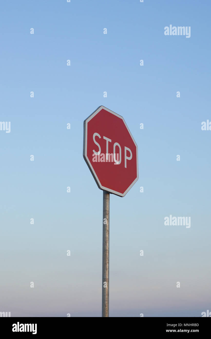 Stop signs - against the sky. Road sign, stop. Against the sky Stock Photo