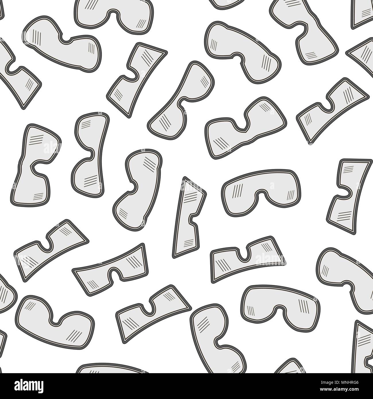 Different Winter Ski Goggles Seamless Pattern Stock Vector