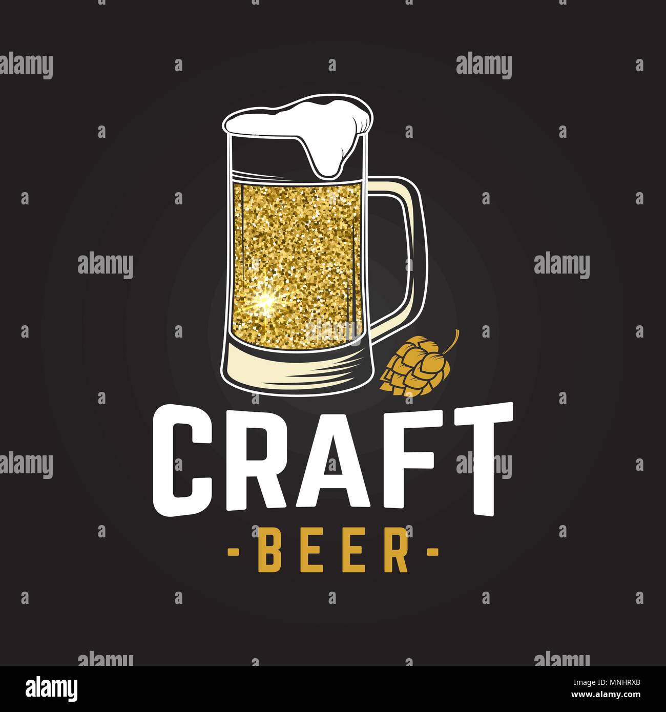 Craft Beer. Vector illustration. Vintage design for bar, pub and restaurant business. Coaster for beer. Concept for shirt, print, seal, overlay or sta Stock Vector