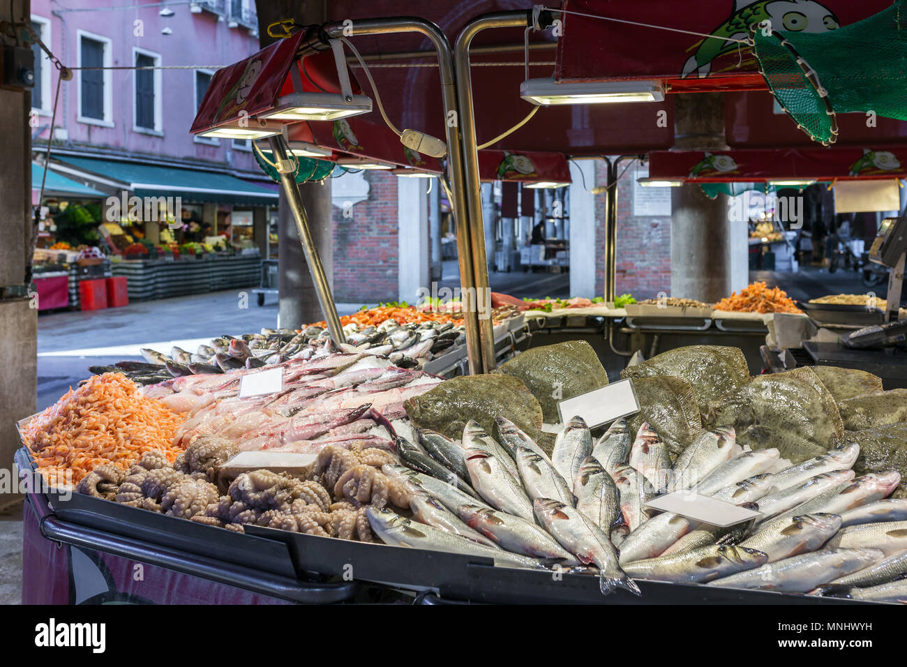 Mercato Ittico di Rialto is a venetian fish market in Venice, Italy Stock Photo