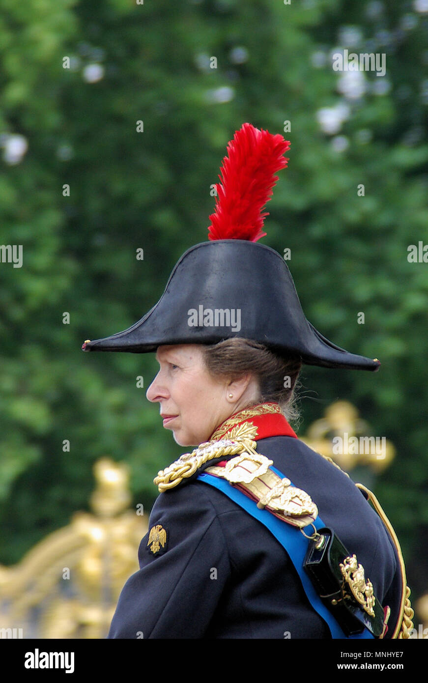 Princess Anne. Anne, Princess Royal in military ceremonial uniform during Trooping the Colour, London, England, UK Stock Photo