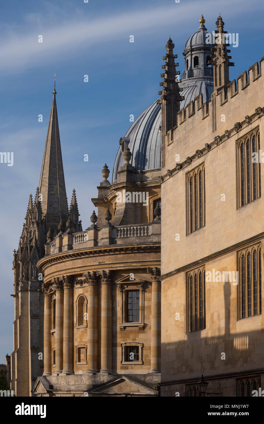 The Old Bodleian Library, Radcliffe Camera and University Church, Oxford, UK Stock Photo