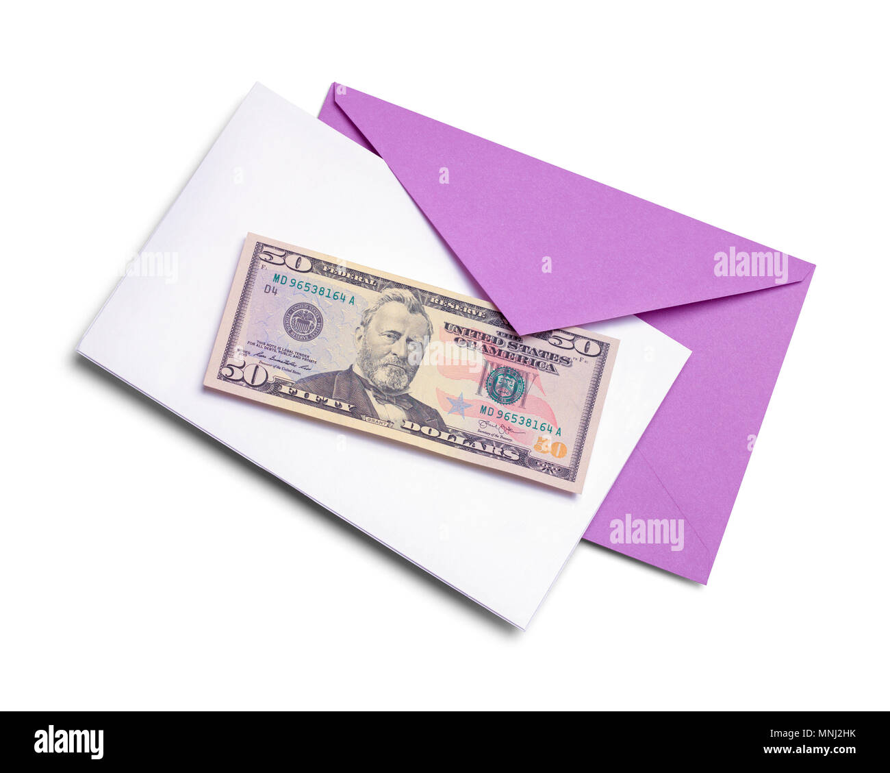 Birthday Card with Money Isolated on White Background. Stock Photo