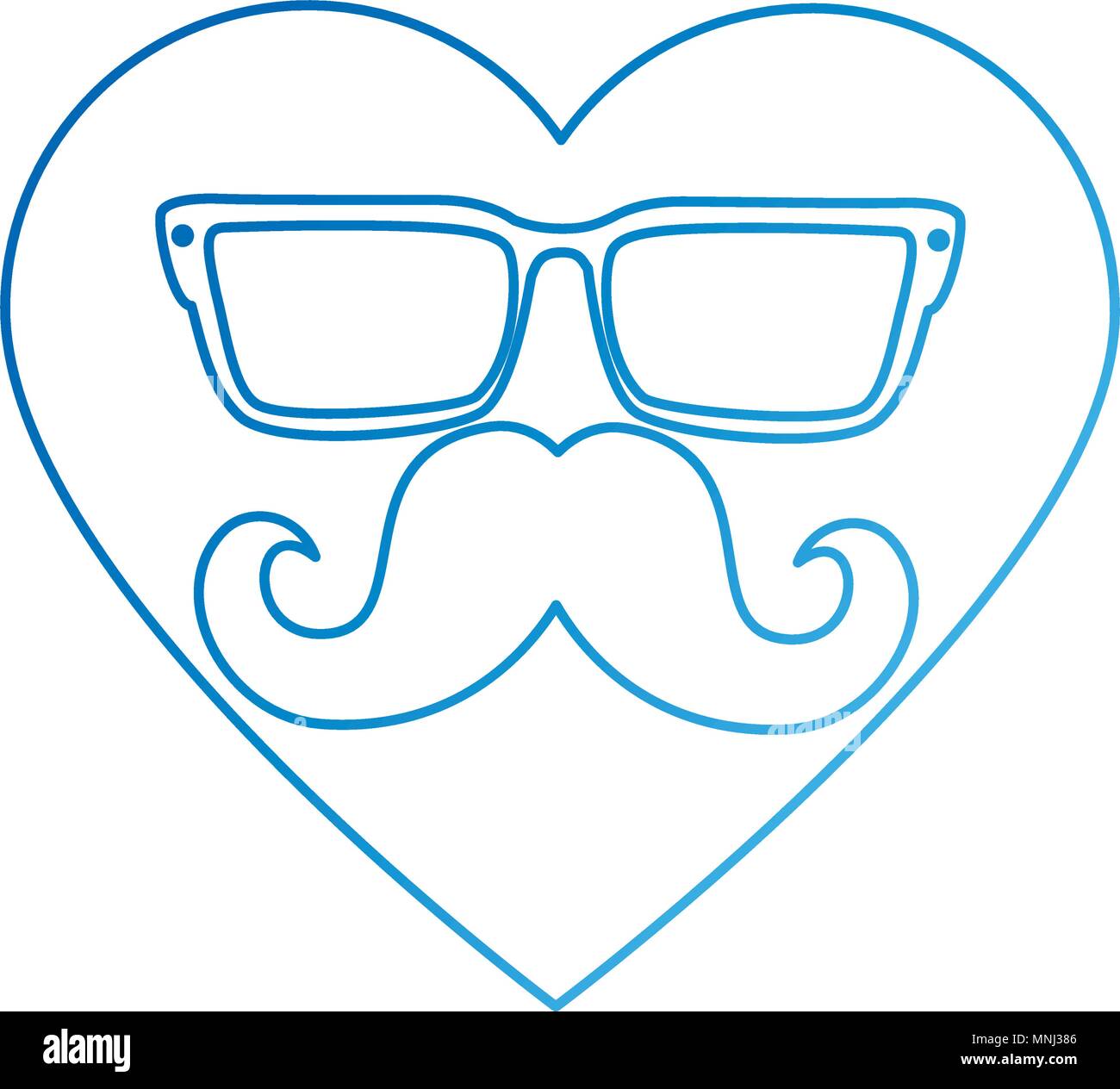 heart with glasses and mustache hipster style Stock Vector Image & Art ...