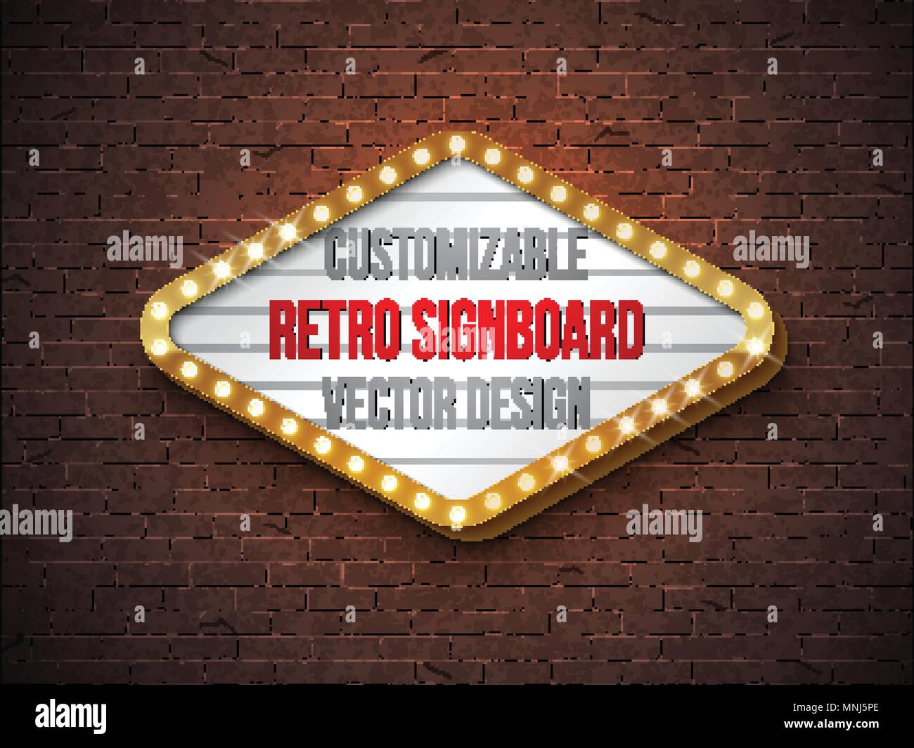 Vector retro signboard or lightbox illustration with customizable