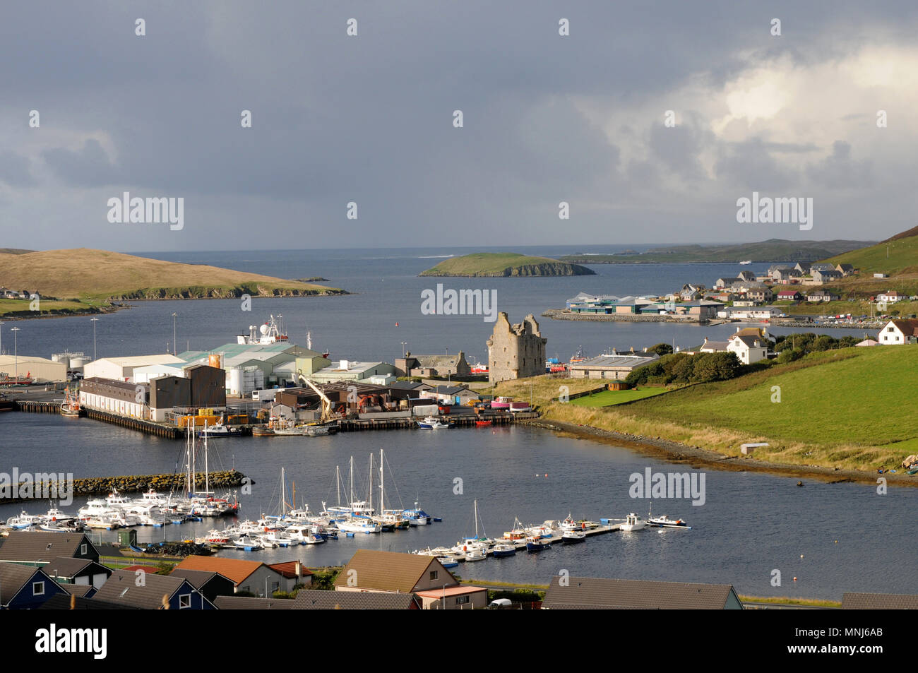 Various views of Scalloway in Shetland the second largest town and ancient capital of the Shetland Islands Stock Photo