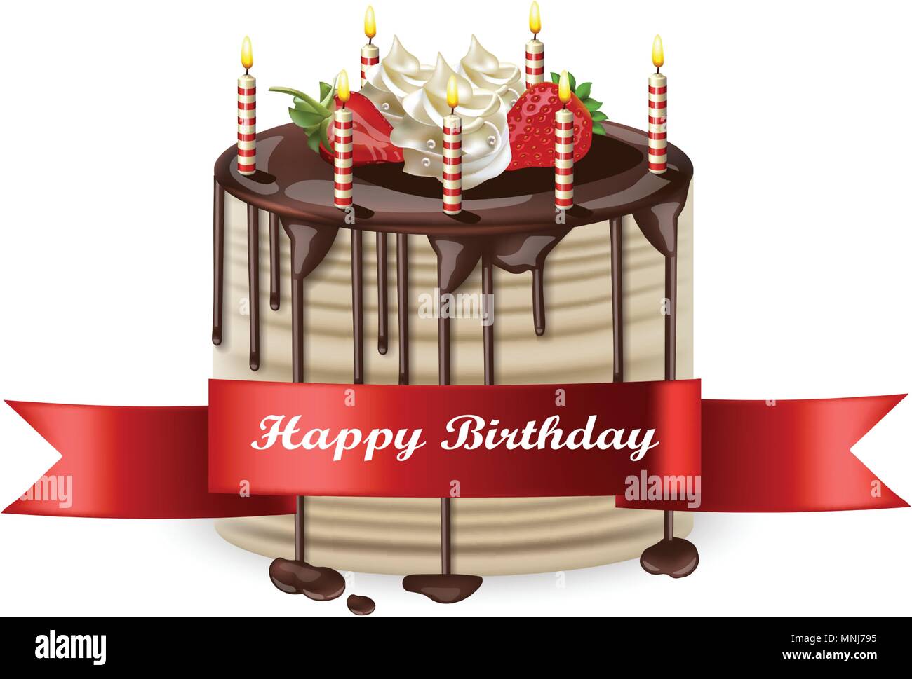 Happy Birthday cake Vector realistic. 3d detailed illustration ...
