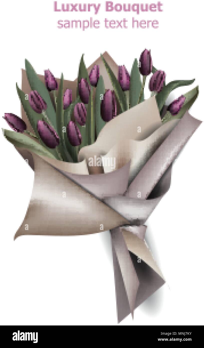 Tulip flowers bouquet Vector. Spring background. Realistic 3d ...