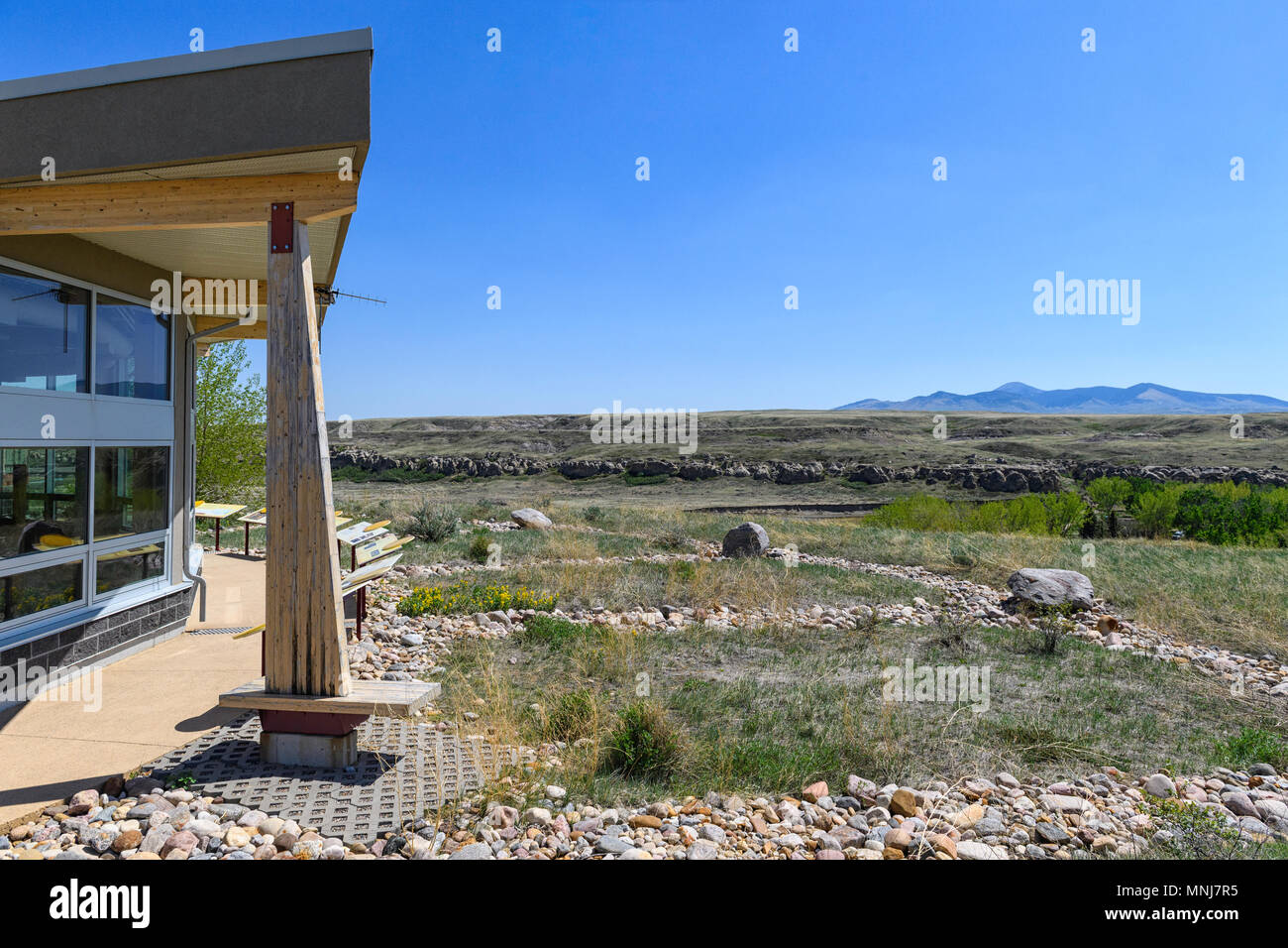 Writing on stone provincial park visitor center stock photo alamy