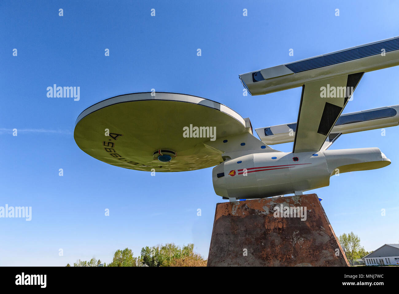 Vulcan Alberta's Starship FX6-1995-A, replica of the Starship Enterprise and named after Vulcan Airport's designation FX6 Stock Photo