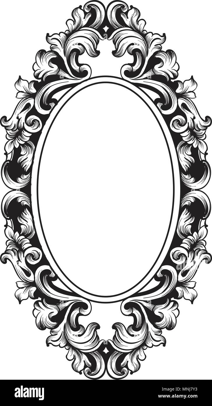 Baroque frame decor Vector. Victorian detailed rich ornament