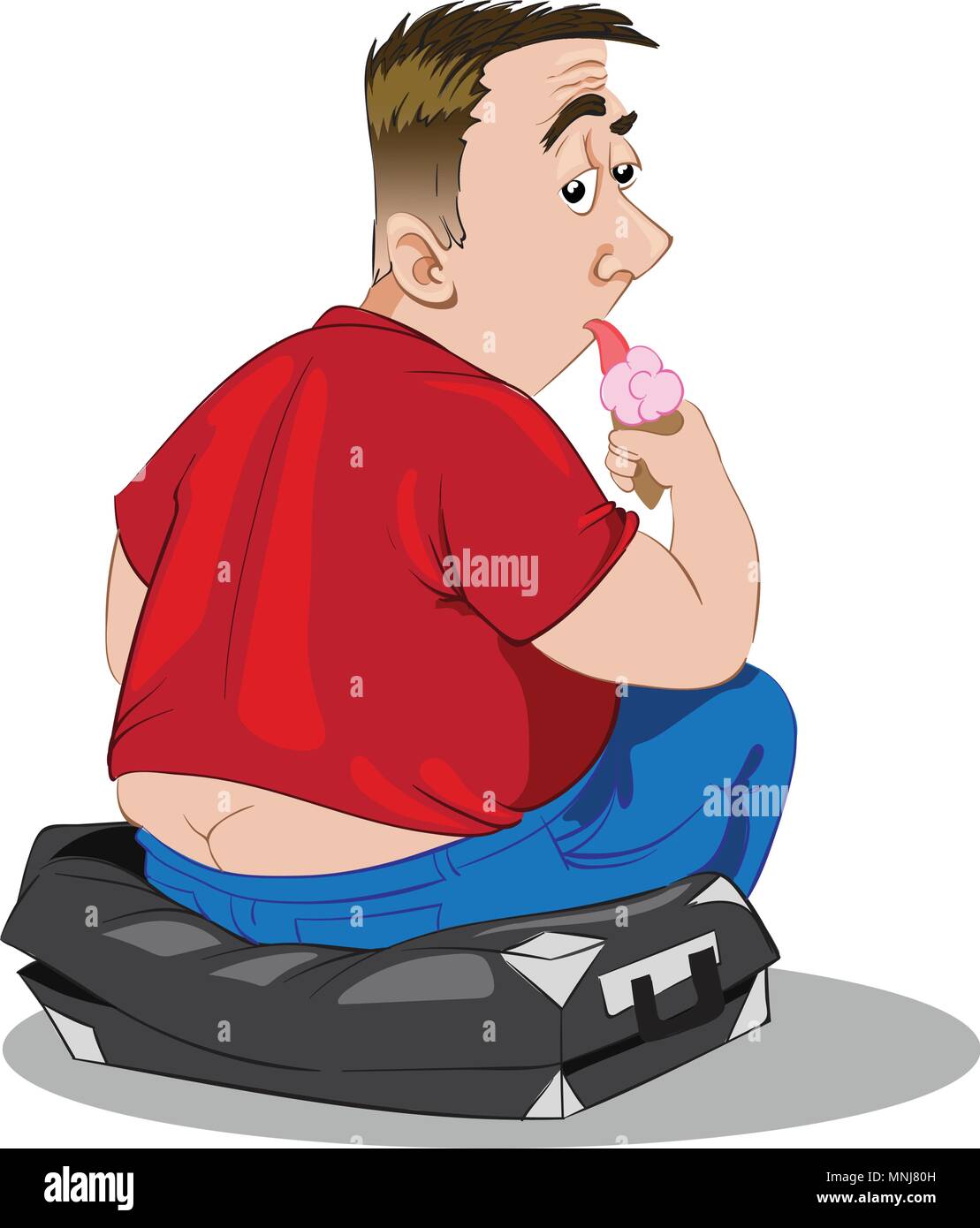 Fat man eating ice cream Vector. Cartoon character illustration Stock  Vector Image & Art - Alamy