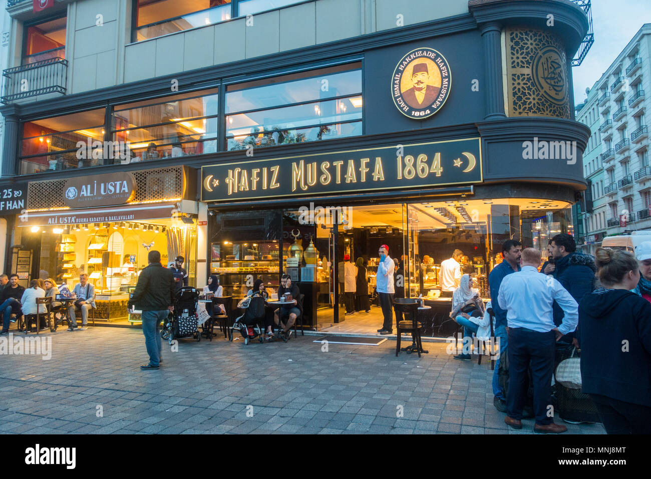 Istanbul evening streets people cafe 2018 Stock Photo