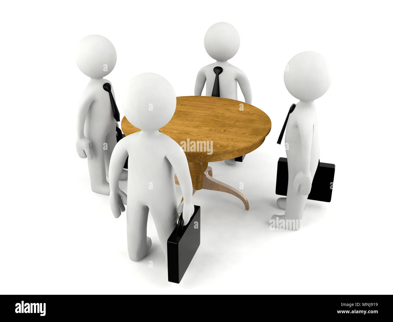 Group of 3D man having business meeting Stock Photo