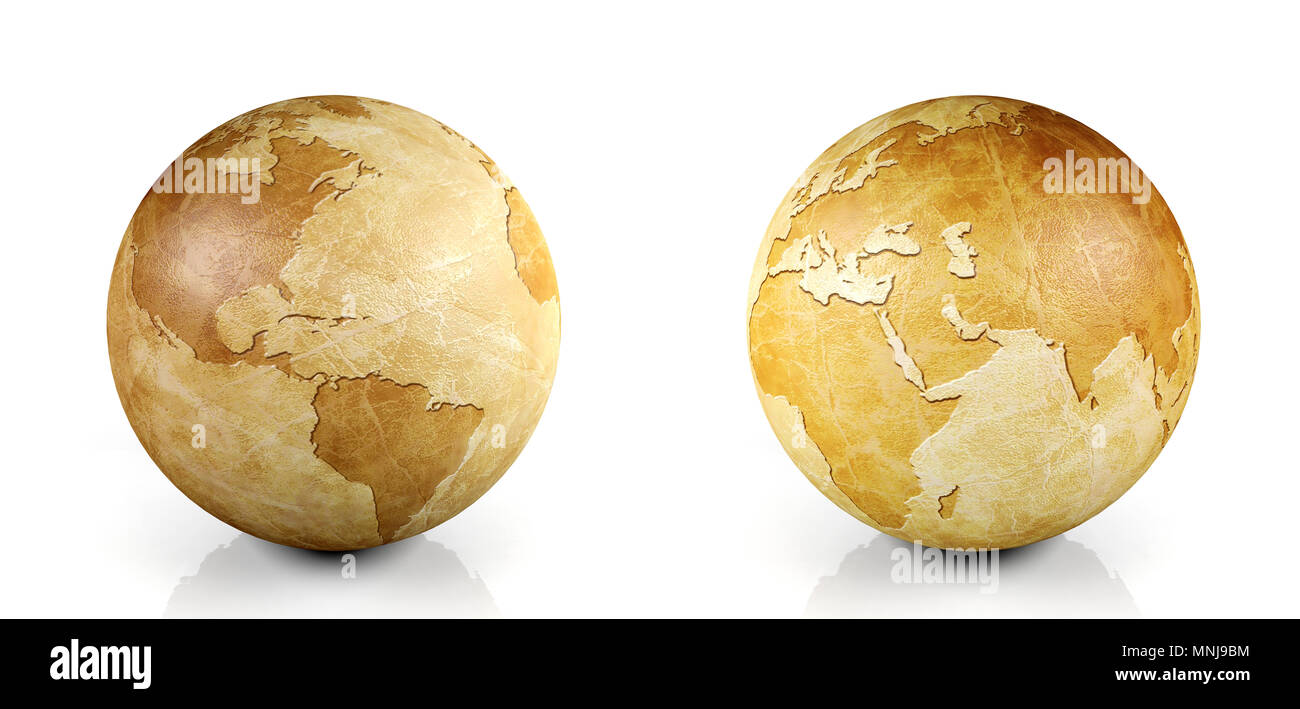 Vintage globe isolated on white background, 3D rendering Stock Photo