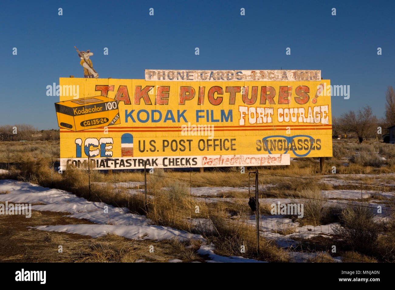 Hand-painted Kodak Film billboard on side of highway en route to Santa Fe, New Mexico Stock Photo