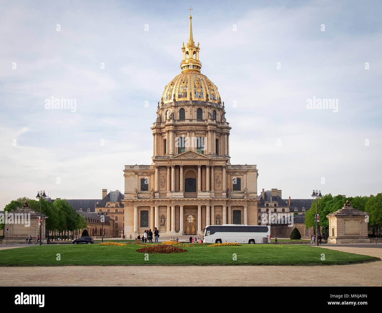 Les Invalides commonly known as Hotel national des Invalides (The National Residence of the Invalids) in Paris, France in twilight time Stock Photo