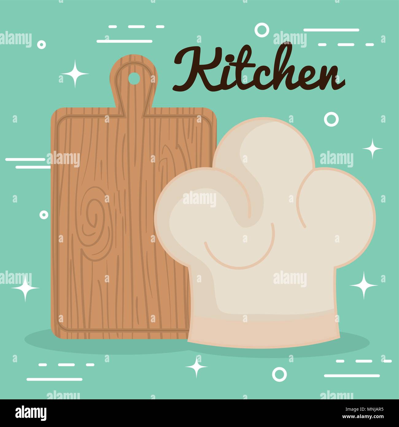 kitchen cut board and hat chef utensil icon Stock Vector Image & Art ...