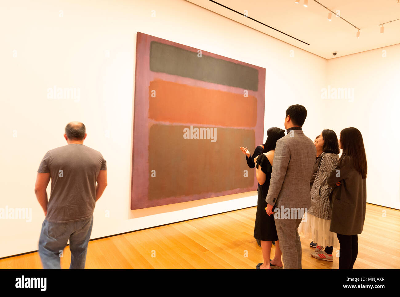 MoMA New York - people looking at a Mark Rothko painting, Museum of Modern Art, New York city, United States Stock Photo