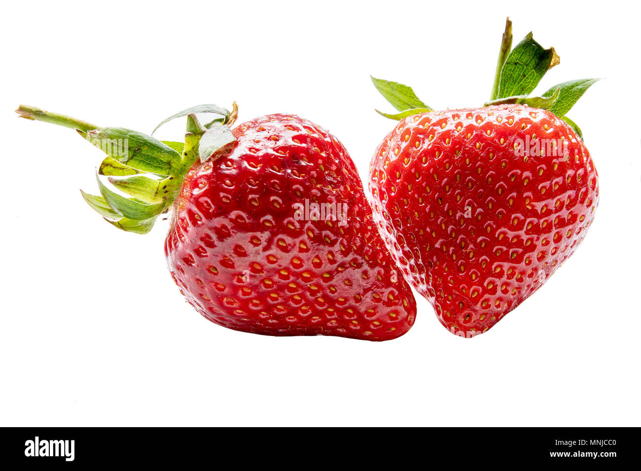 Two strawberrys isolated on a white background Stock Photo