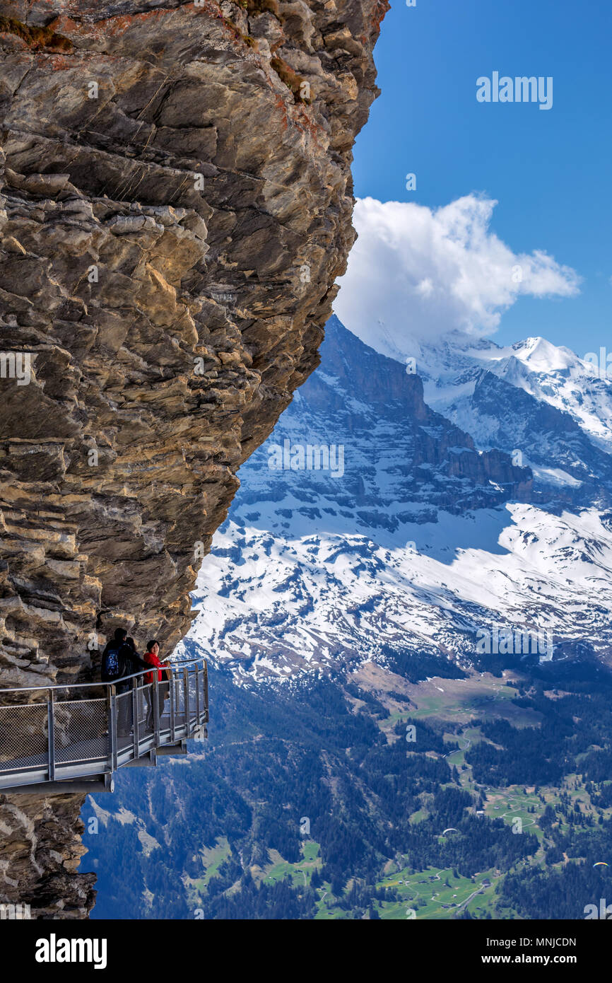Mountain platform First Cliff Walk by Tissot, Grindelwald, Bernese Oberland, Switzerland Stock Photo