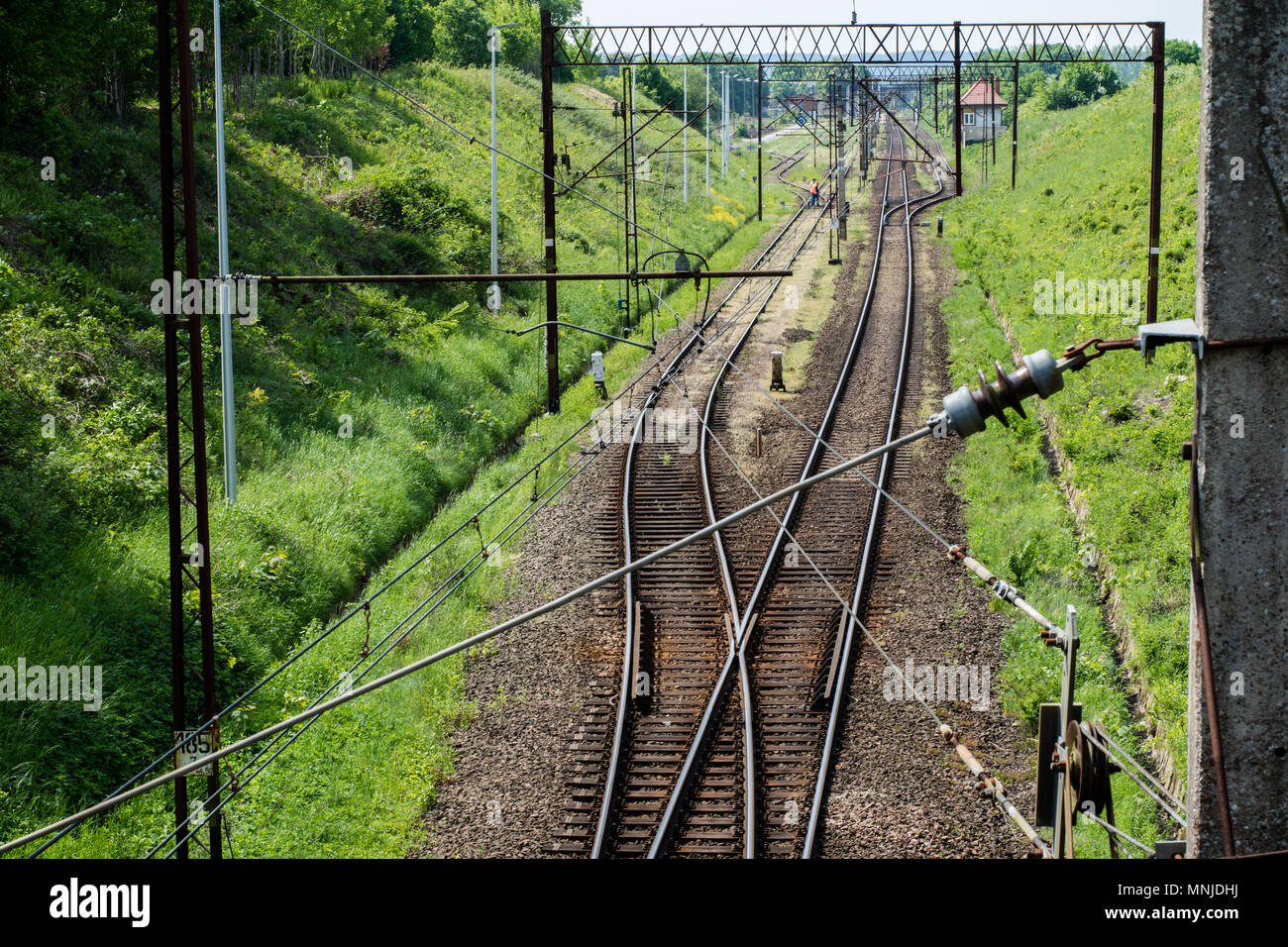 Railway line for highspeed rail trains. Railway line and electric