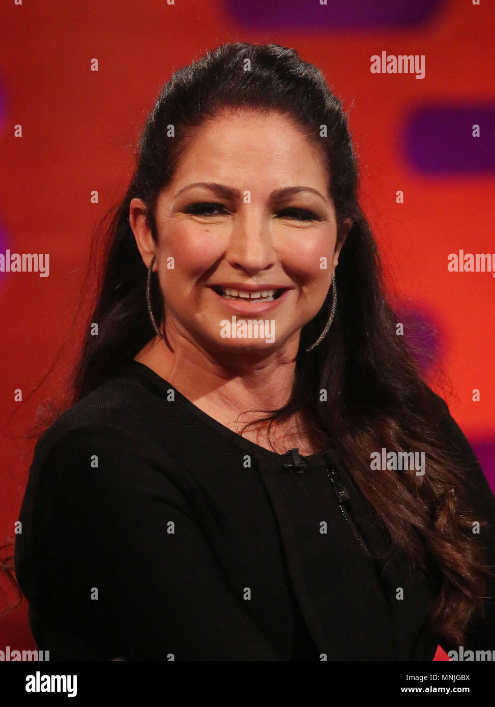 Gloria Estefan during filming for the Graham Norton Show at BBC Studioworks in London, to be aired on BBC One on Friday. PRESS ASSOCIATION. Picture date: Thursday May 17, 2018. Photo credit should read: PA Images on behalf of So TV Stock Photo