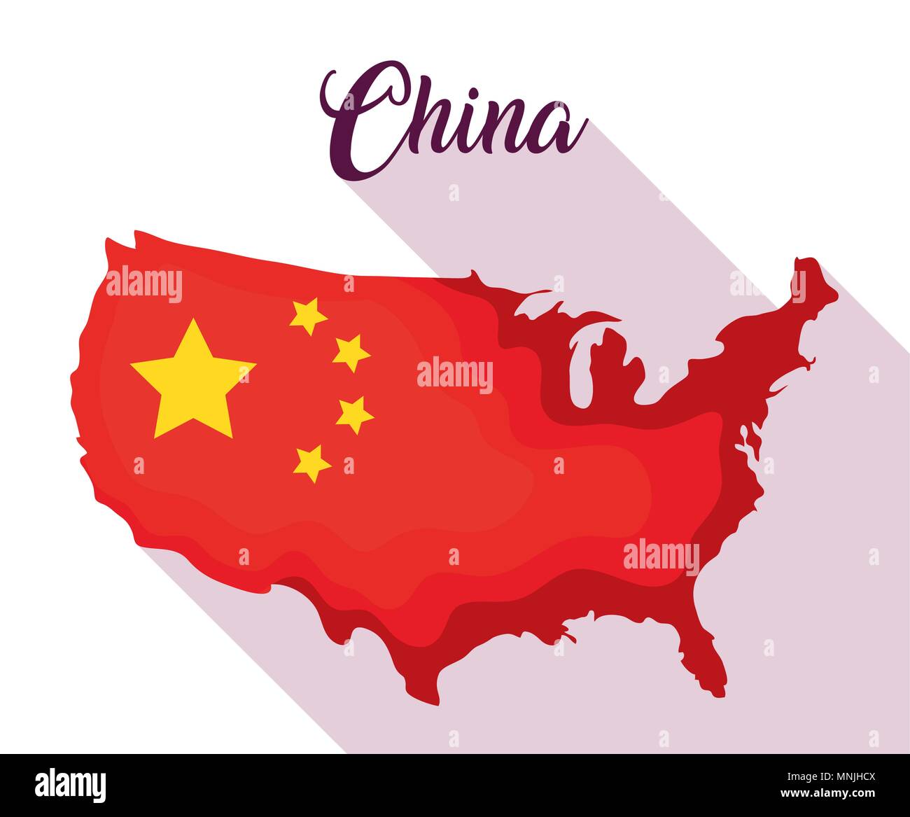 china flag in map shape design over white background, colorful design. vector illustration Stock Vector