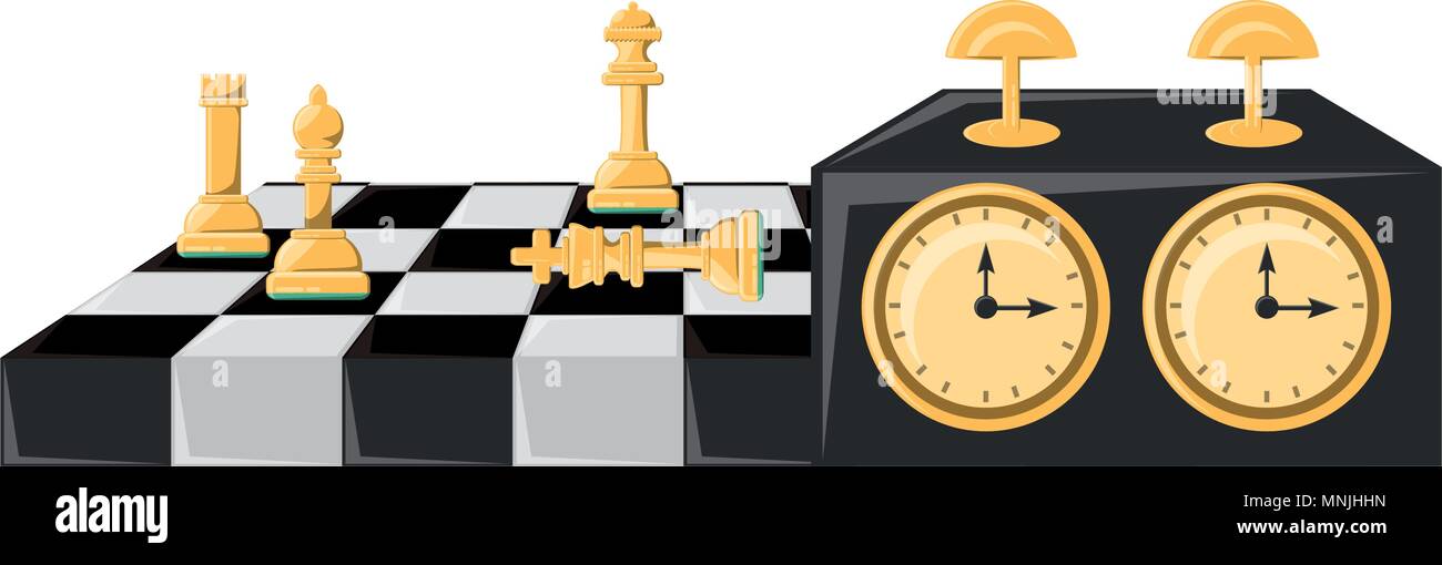 chessboard and clock over white background, vector illustration Stock ...
