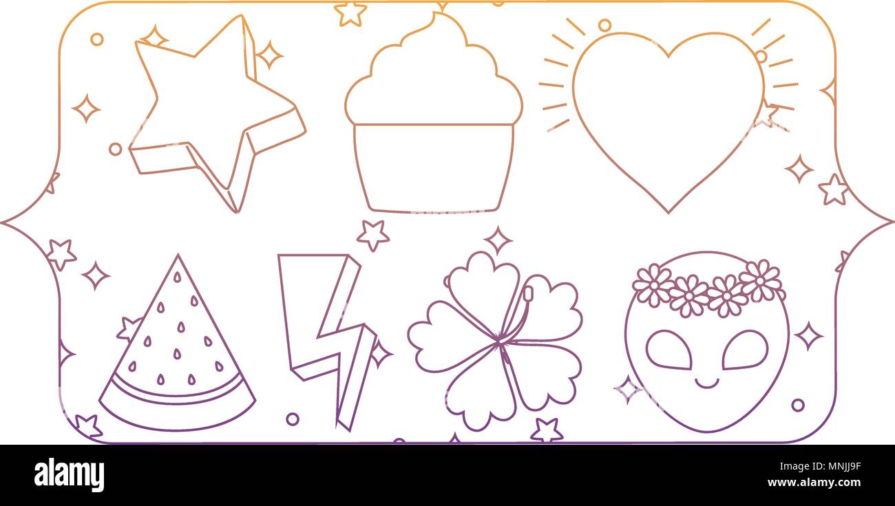 banner with cupcakes and watermelon pattern over white background, vector illustration Stock Vector