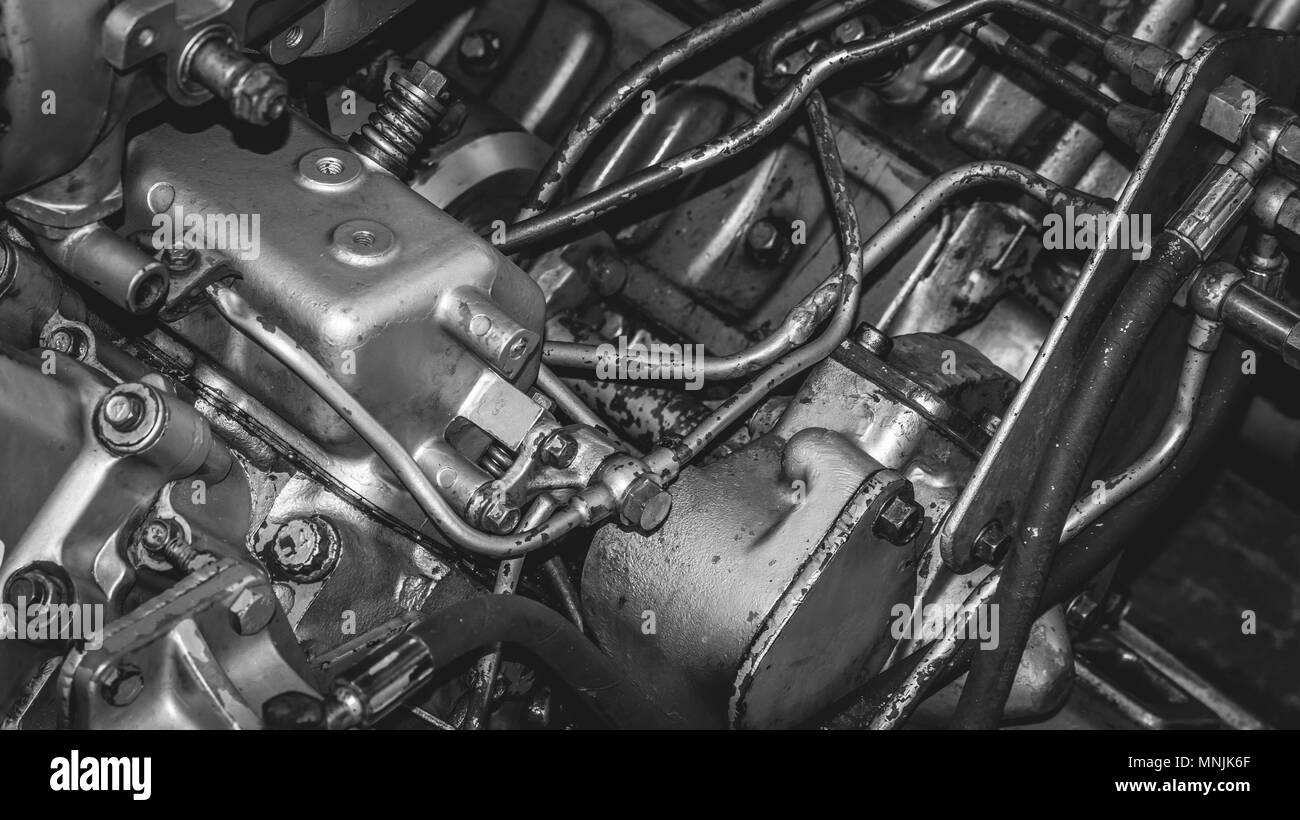 Industrial metal engine block Black and White Stock Photos & Images - Alamy