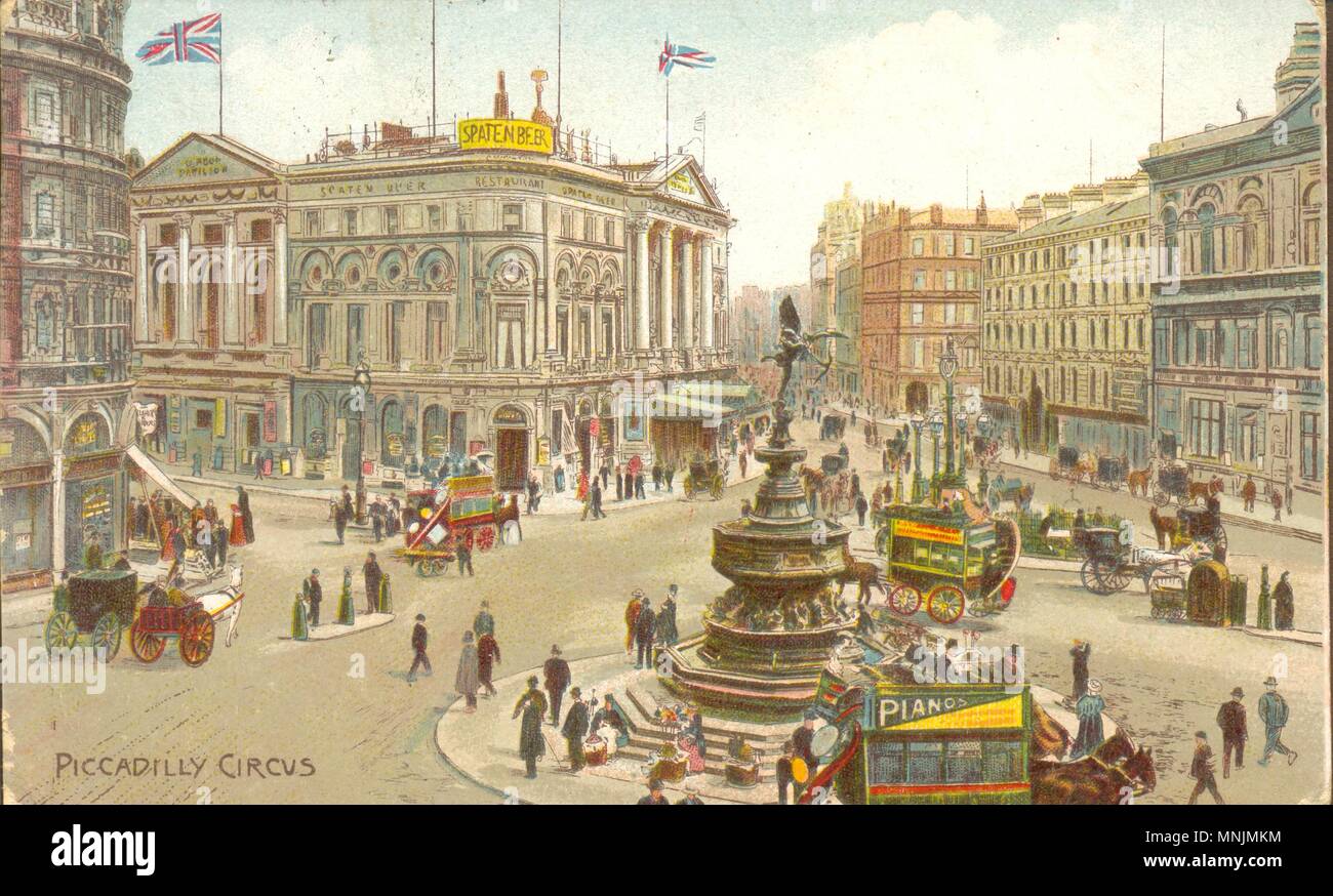 Chromolithographed image of Piccadilly Circus Stock Photo