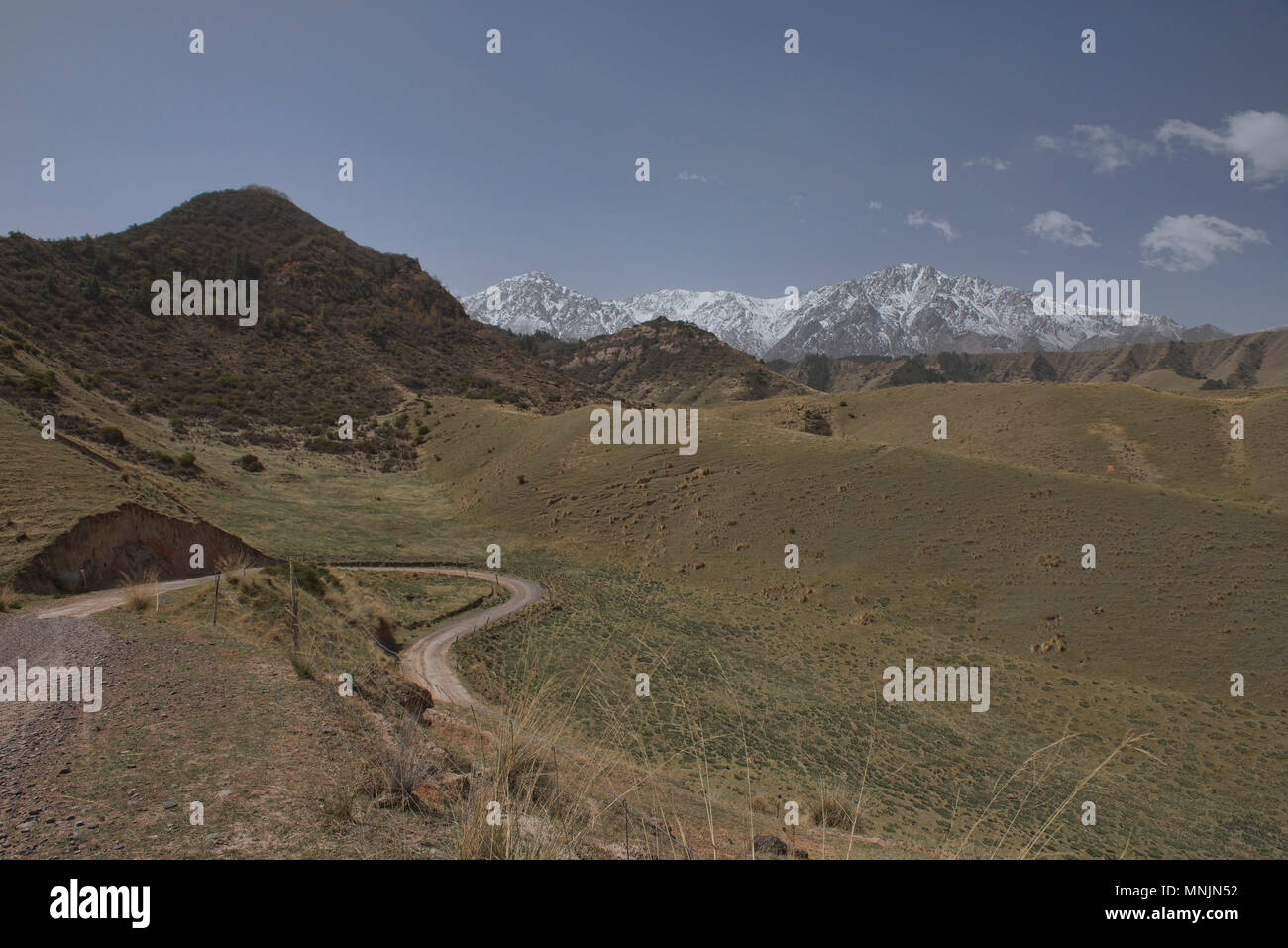 View of the Qilian Mountains from the Mati Si Temples, Gansu, China Stock Photo