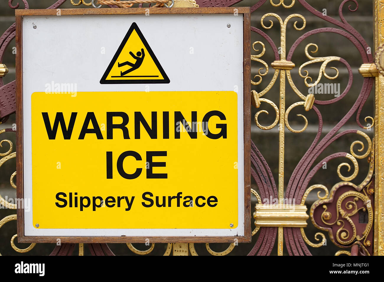 Warning Ice Slippery Surface Sign High Resolution Stock Photography and