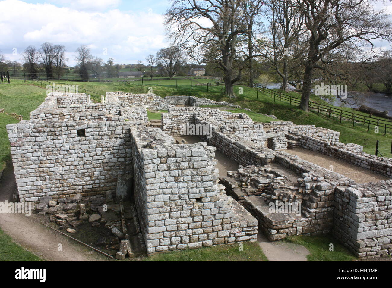 The Roman bath house at Chesters Fort on the North Tyne River Stock Photo