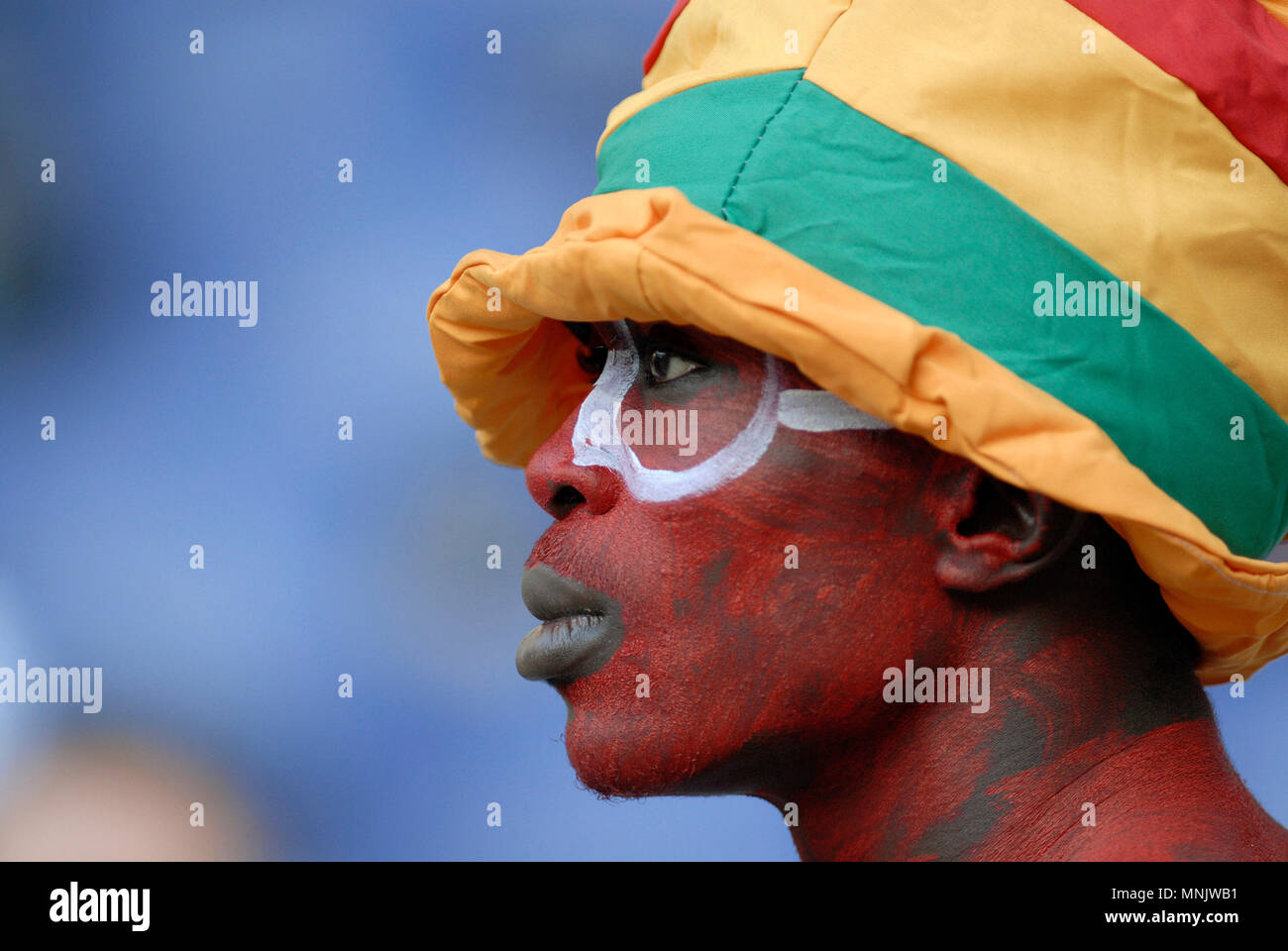 Football:   FIFA World Cup Stadium, Hanover Germany, 12.06.2006, FIFA World Cup Germany 2006 tournament  group matches Group E, Italy vs Ghana 2:0 --- Fans from Ghana Stock Photo