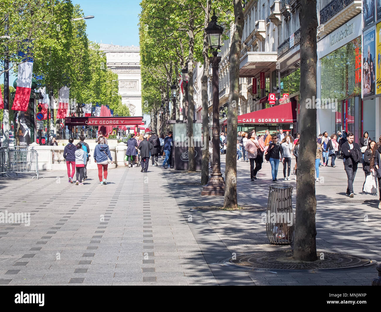 Sidewalk Avenue des Champs-Elysees Stock Photo