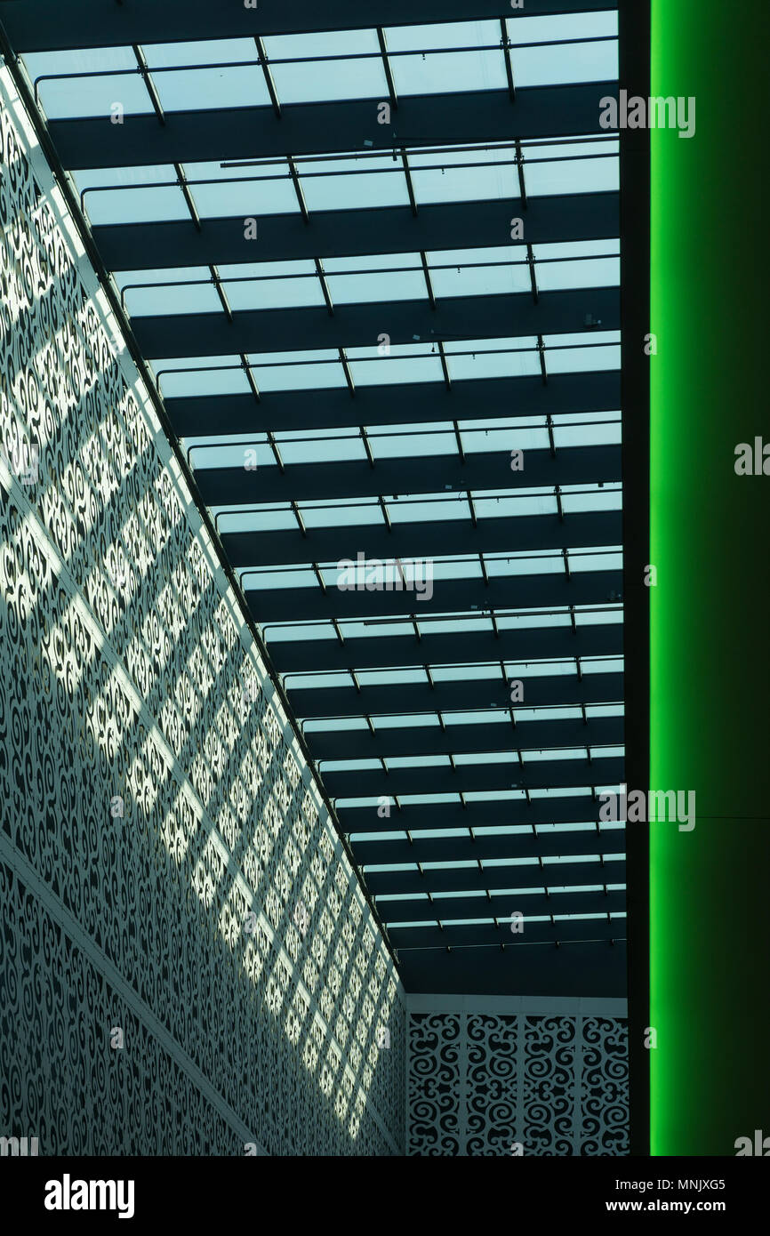 Lines and pattern in architecture with glass and steel. Stock Photo